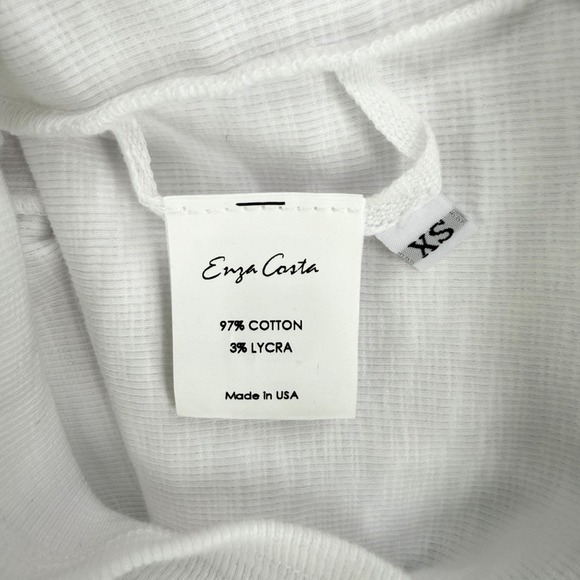 ENZA COSTA Textured Rib Sleeveless U Neck Tank Top Womens XS White Quite Luxury - Picture 13 of 16